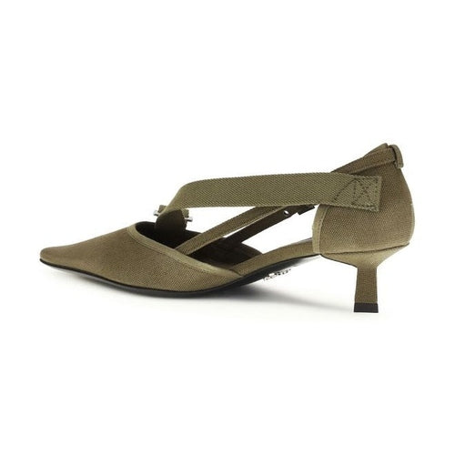 Prada Bicolor Cotton Mid Heel Pumps