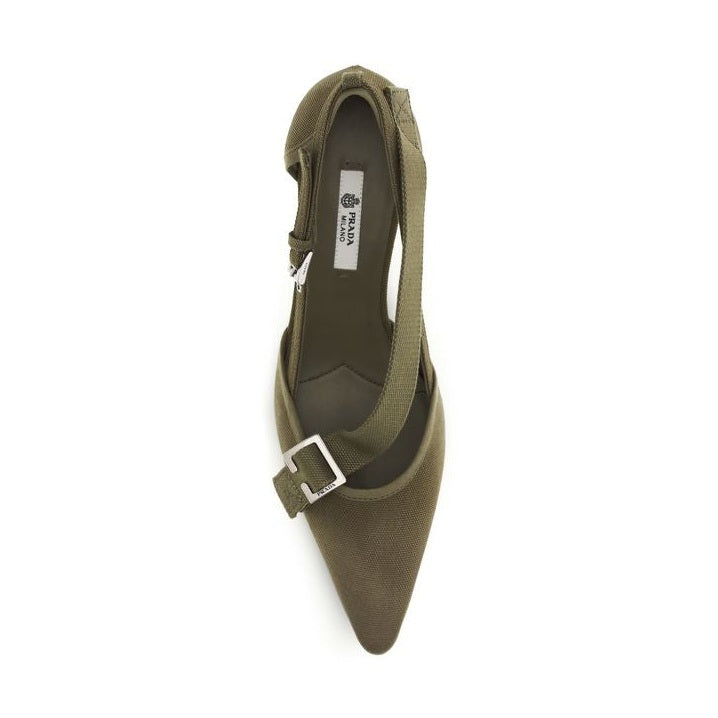 Prada Bicolor Cotton Mid Heel Pumps
