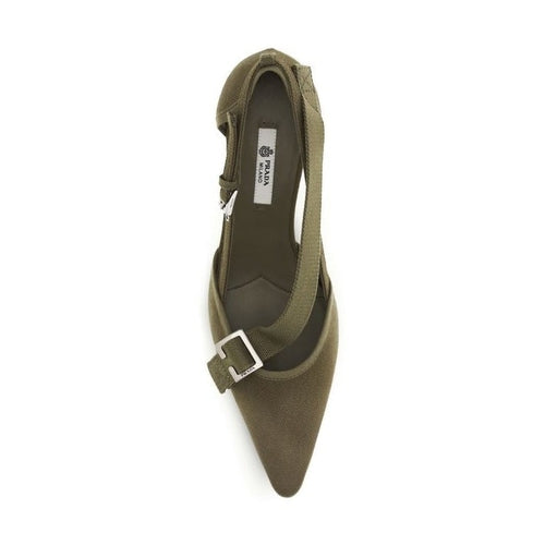 Prada Bicolor Cotton Mid Heel Pumps