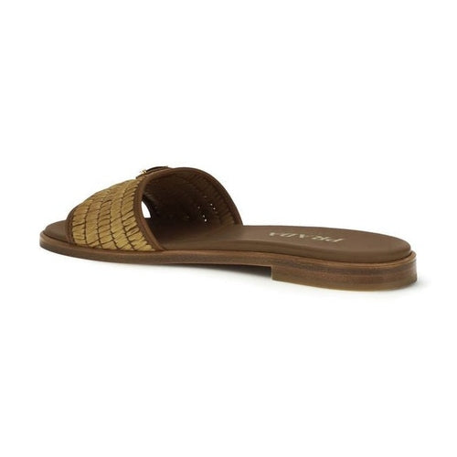 Prada Brown Raffia Slippers