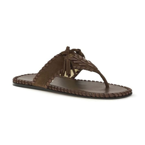 Prada Brown Calf Leather Bos Taurus Flat Sandals