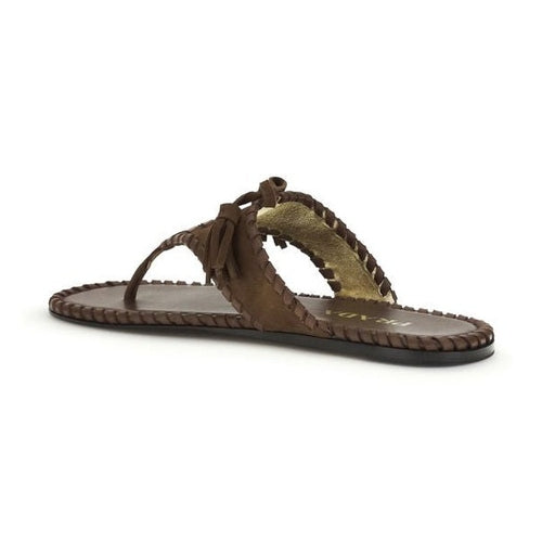 Prada Brown Calf Leather Bos Taurus Flat Sandals