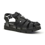 Prada Black Calf Leather Bos Taurus Flat Sandals