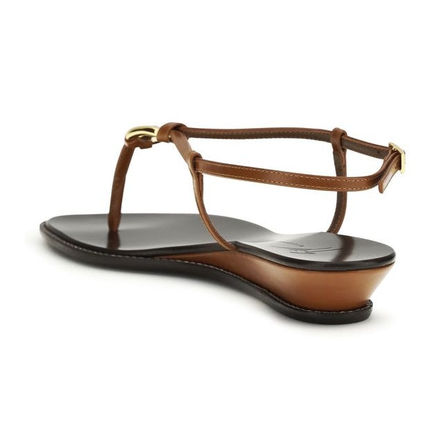 Giuseppe Zanotti Brown Calf Leather Bos Taurus Wedge Sandals