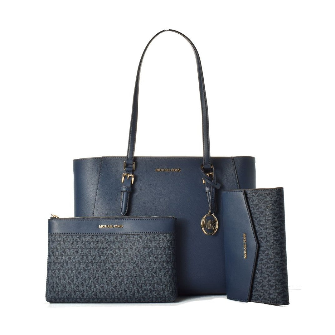 Michael Kors Blue Leather Tote Bag