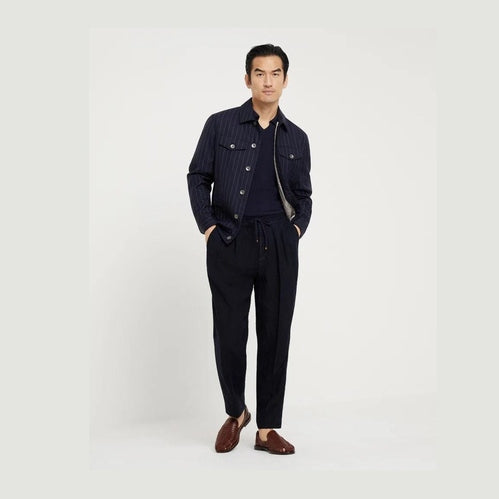 Brunello Cucinelli Navy Blue Wool Coat