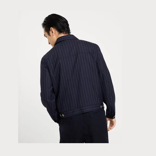 Brunello Cucinelli Navy Blue Wool Coat