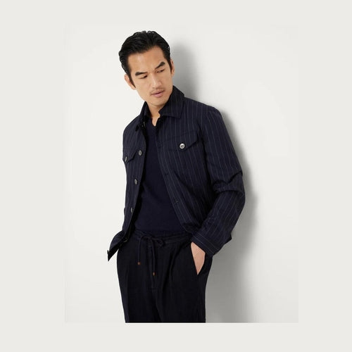 Brunello Cucinelli Navy Blue Wool Coat