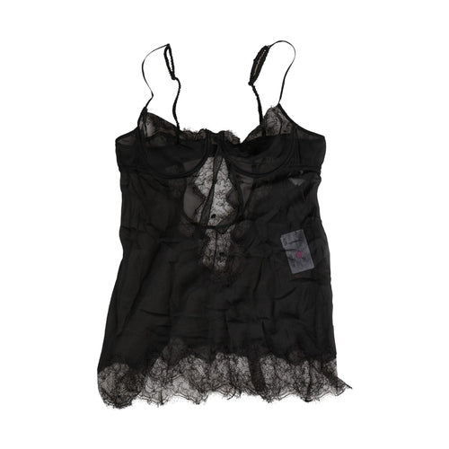 Dolce & Gabbana Black Silk Lace Lingerie Chemise Top Underwear