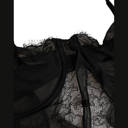 Dolce & Gabbana Black Silk Lace Lingerie Chemise Top Underwear