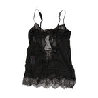 Dolce & Gabbana Black Silk Lace Lingerie Chemise Top Underwear