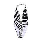 Dolce & Gabbana Black White Zebra Deep V-Neck One Piece Swimwear