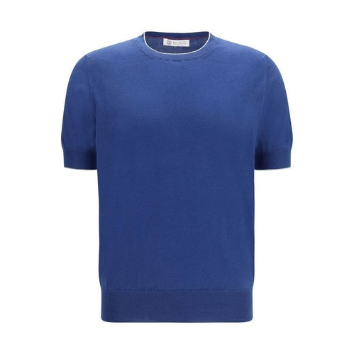 Brunello Cucinelli Blue Cotton T-Shirt