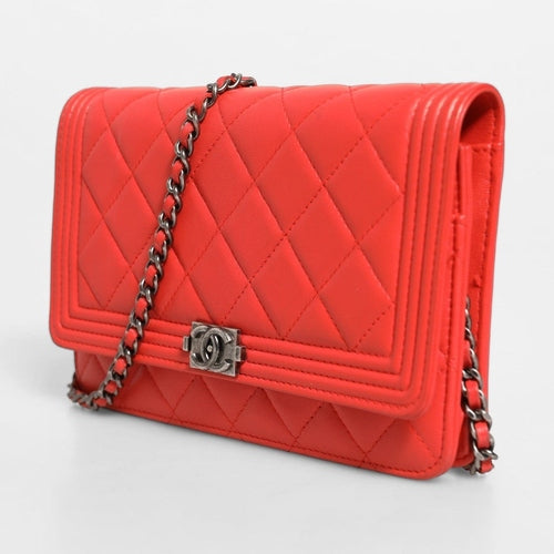 Chanel Boy Wallet on Chain Red Lambskin