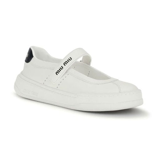 Miu Miu White Calf Leather Bos Taurus Ballet Flats