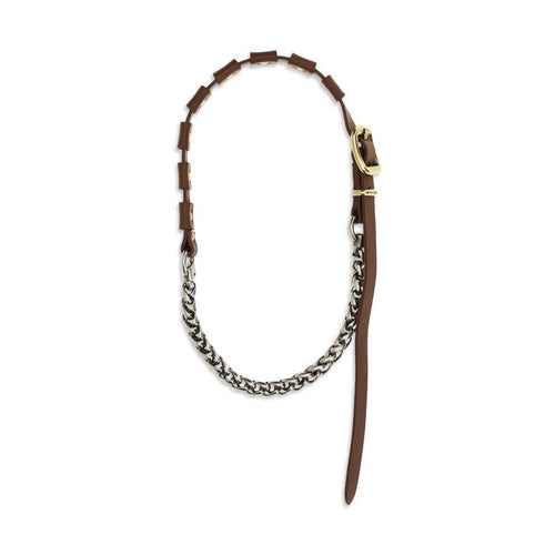 Miu Miu Brown Calf Leather Bos Taurus Necklace