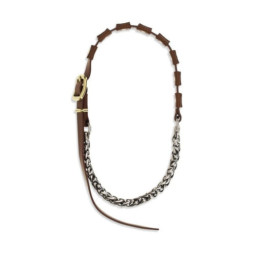 Miu Miu Brown Calf Leather Bos Taurus Necklace
