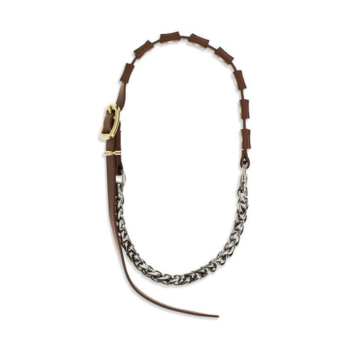 Miu Miu Brown Calf Leather Bos Taurus Necklace
