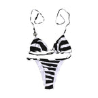 Dolce & Gabbana Black White Zebra Bikini Top Bottom Swimwear