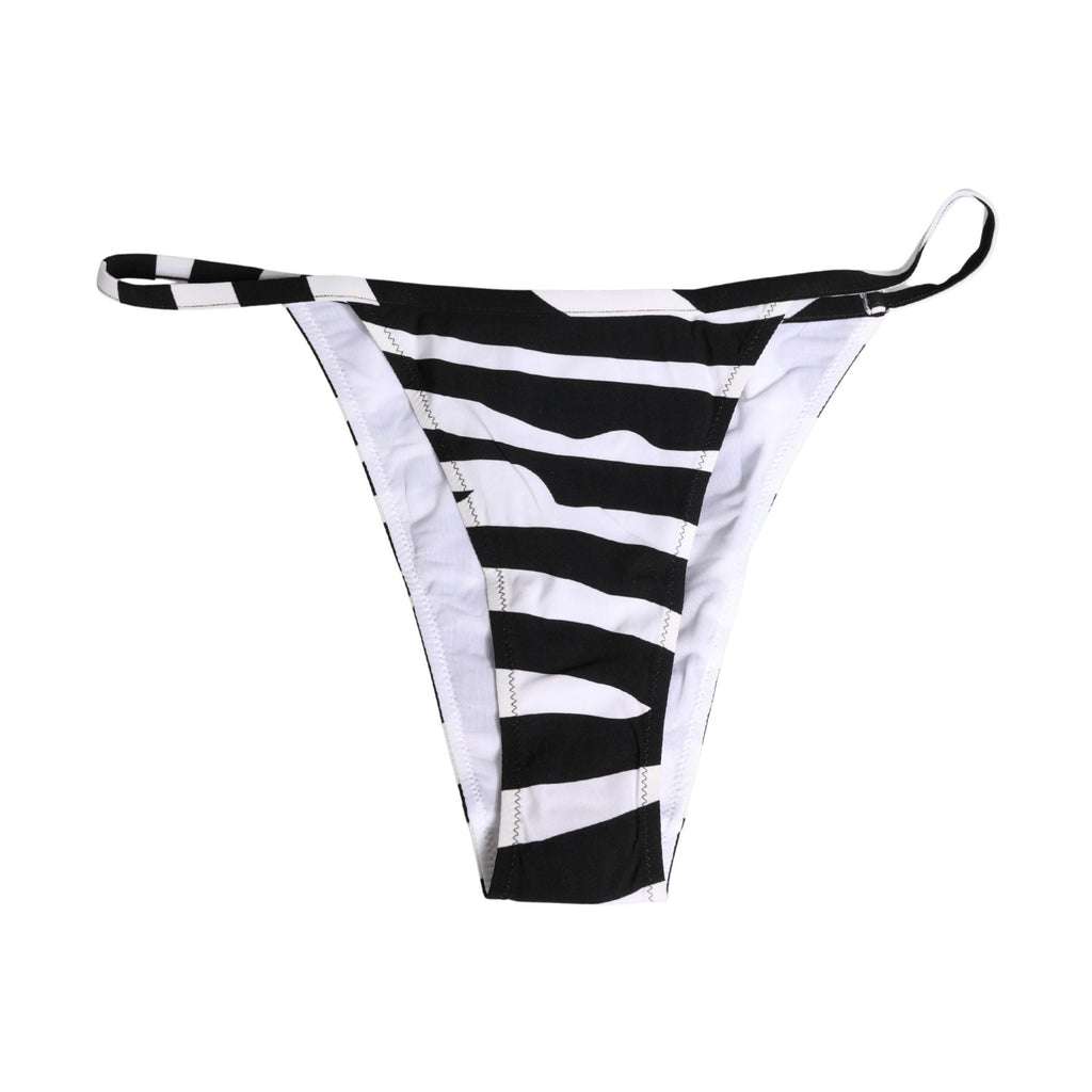 Black White Zebra Bikini Top Bottom Swimwear