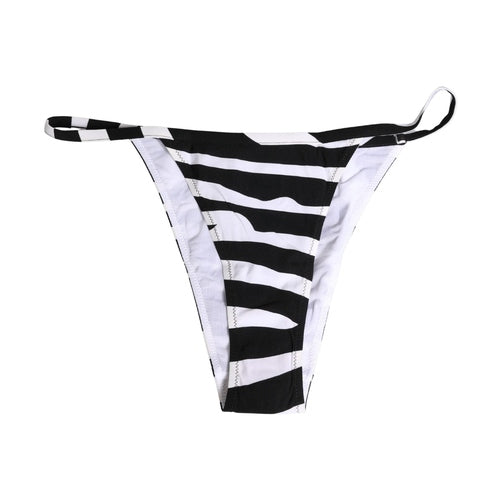 Dolce & Gabbana Black White Zebra Bikini Top Bottom Swimwear