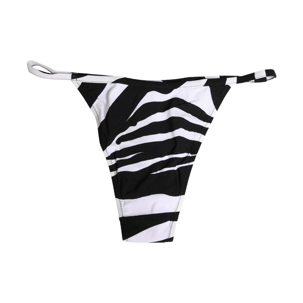 Black White Zebra Bikini Top Bottom Swimwear