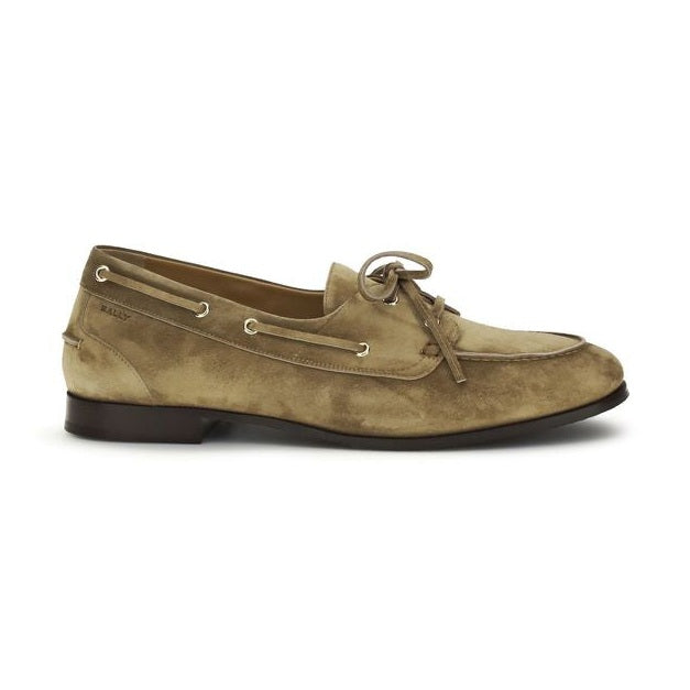 Bally Beige Buffalo Leather Slip-On Loafers