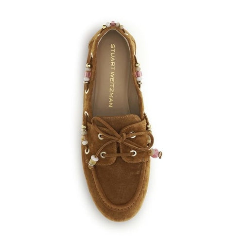 Stuart Weitzman Brown Calf Leather Bos Taurus Slip-On Loafers