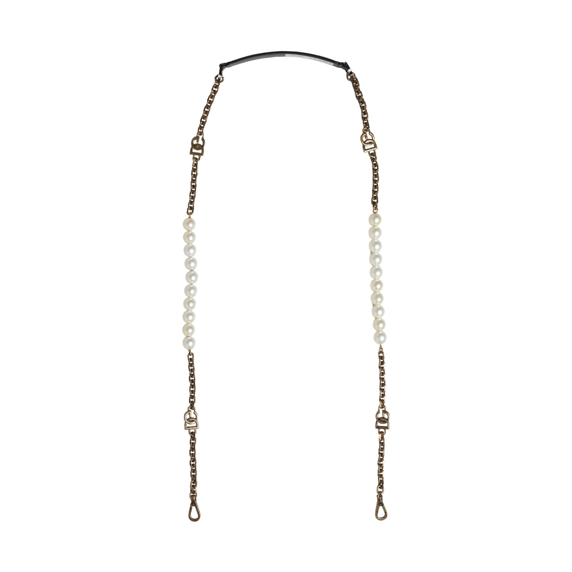 Dolce & Gabbana Black Leather Gold Chain Bag Accessory Shoulder Strap