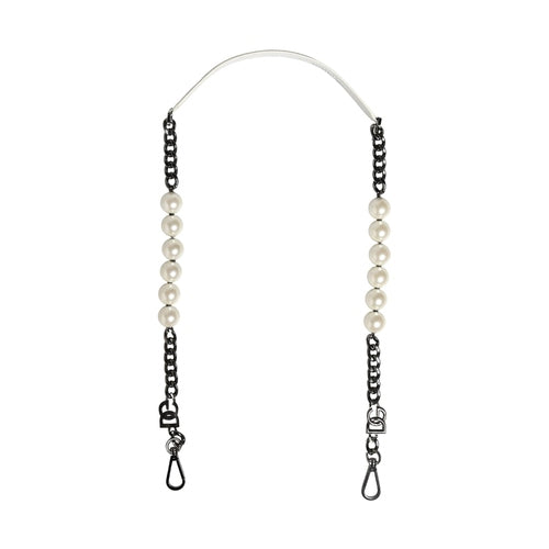 Dolce & Gabbana White Leather Silver Chain Bag Accessory Shoulder Strap