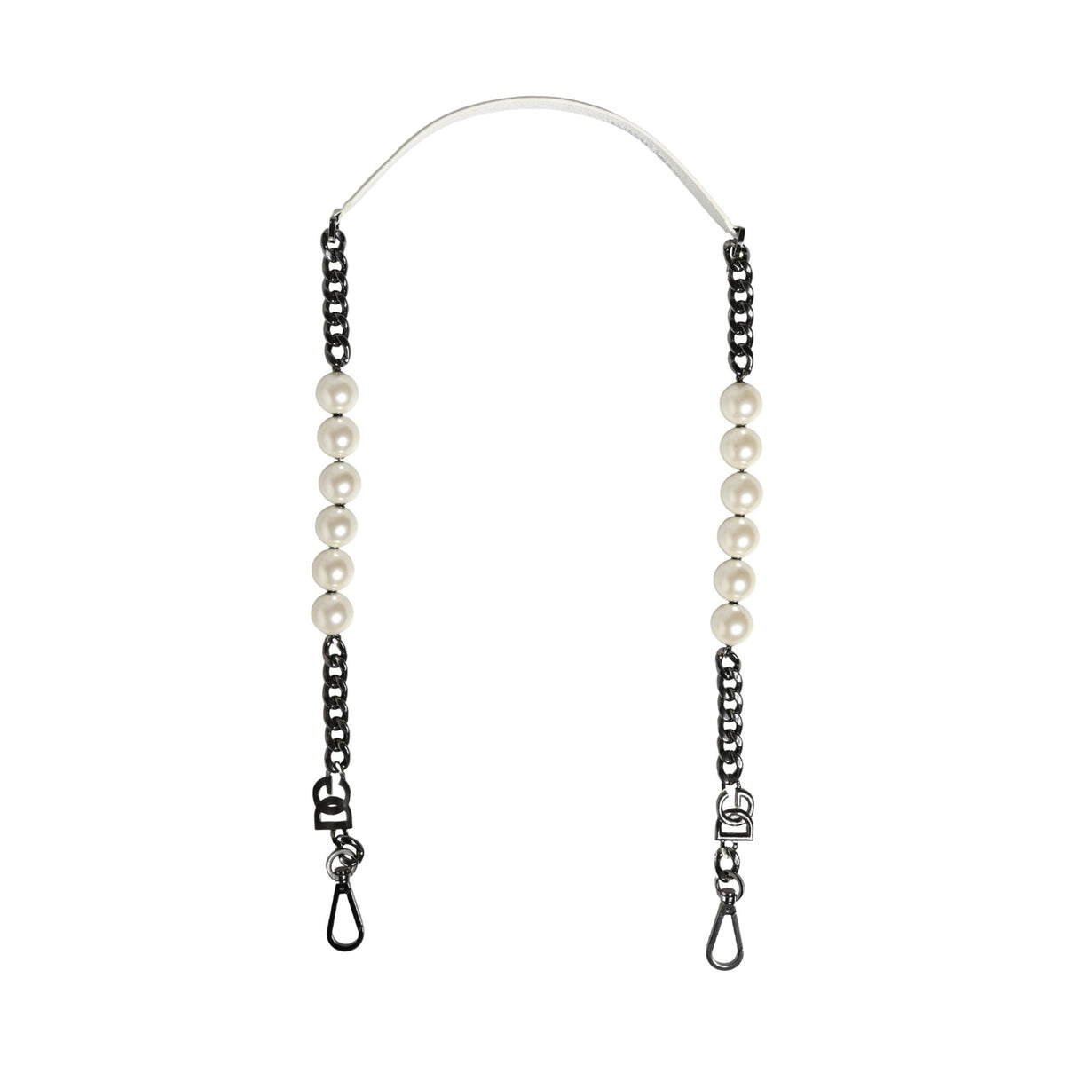 White Leather Silver Chain Bag Accessory Shoulder Strap