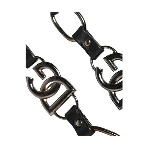 Dolce & Gabbana Black Leather Silver Chain Bag Accessory Shoulder Strap