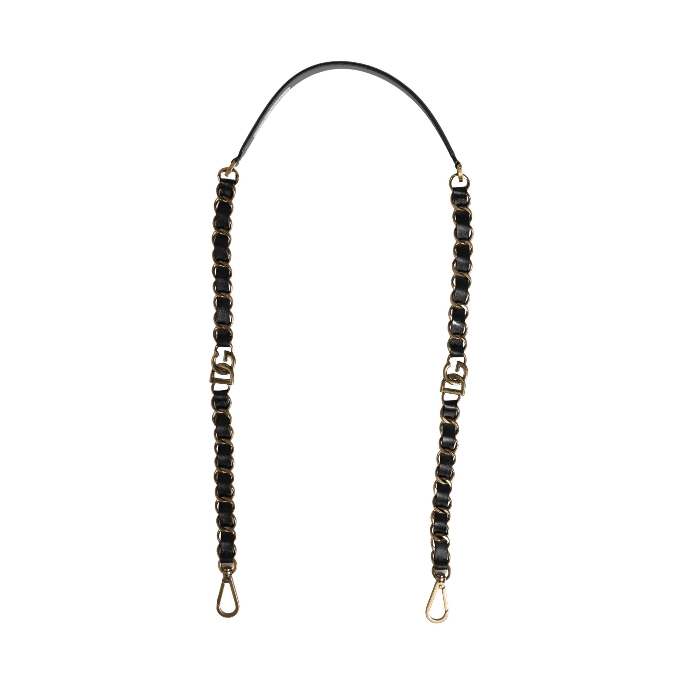 Dolce & Gabbana Black Leather Gold Chain Bag Accessory Shoulder Strap
