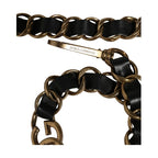 Dolce & Gabbana Black Leather Gold Chain Bag Accessory Shoulder Strap