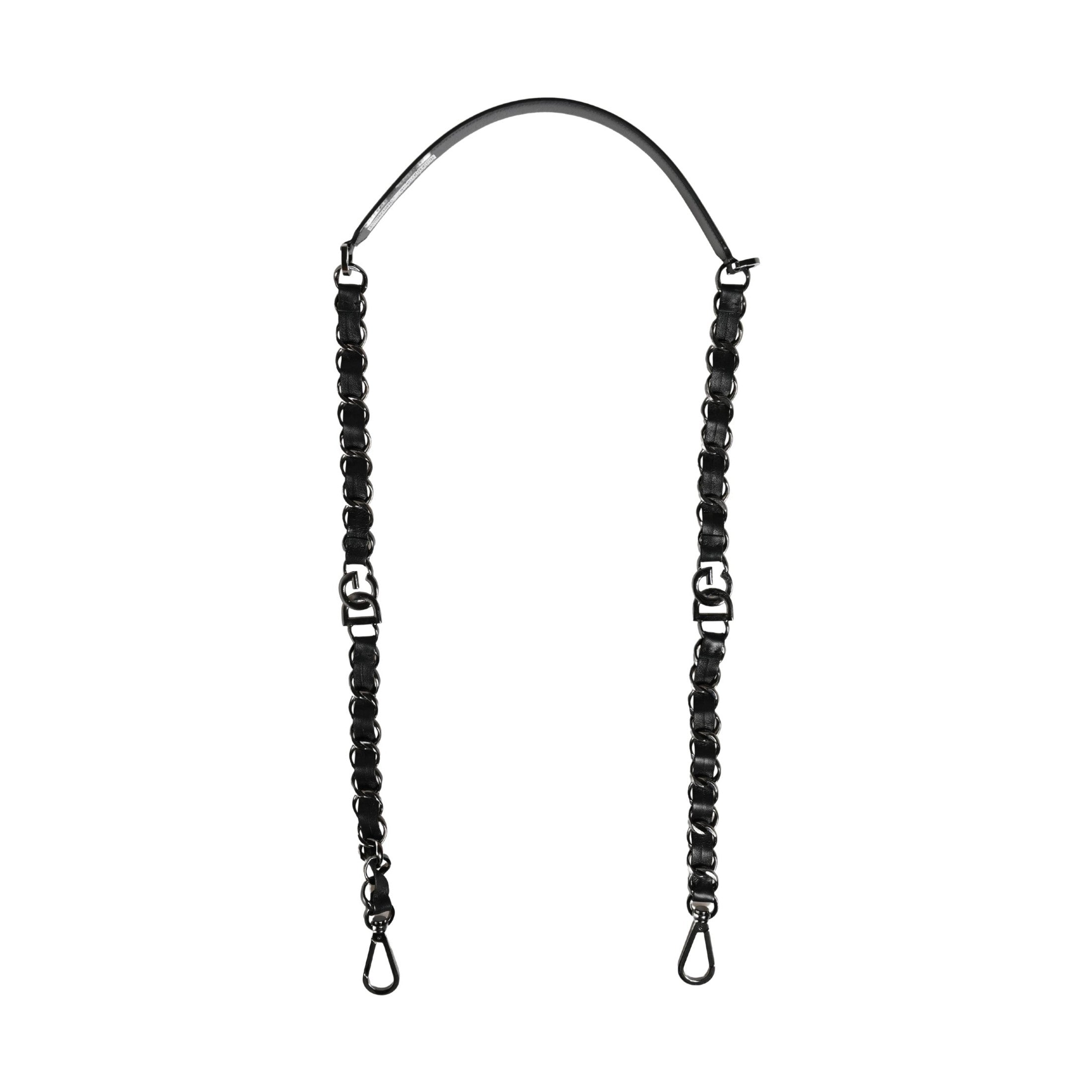 Dolce & Gabbana Black Leather Silver Chain Bag Accessory Shoulder Strap