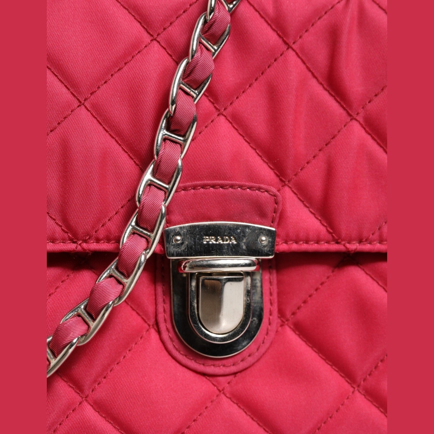 Prada Pink Quilted Tessuto Impuntu Nylon Flap Crossbody Bag