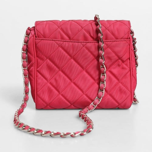 Prada Pink Quilted Tessuto Impuntu Nylon Flap Crossbody Bag