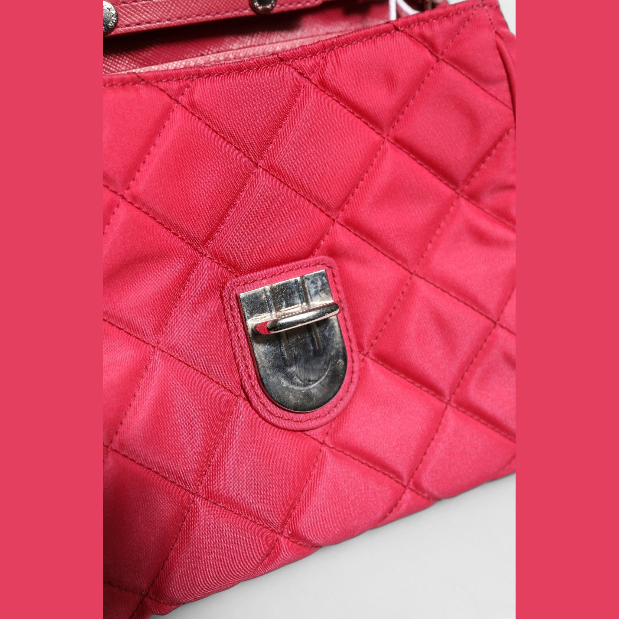 Prada Pink Quilted Tessuto Impuntu Nylon Flap Crossbody Bag