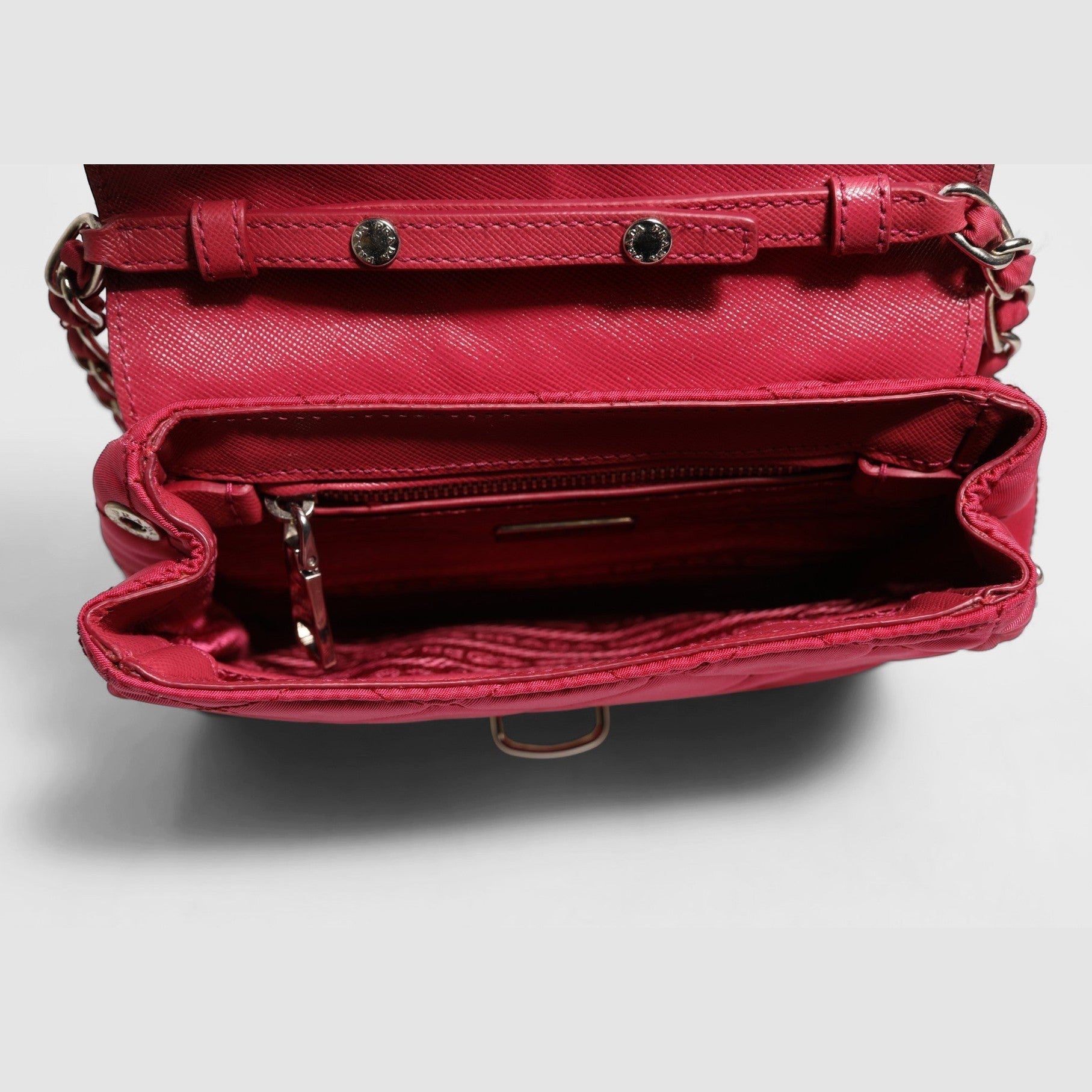 Prada Pink Quilted Tessuto Impuntu Nylon Flap Crossbody Bag