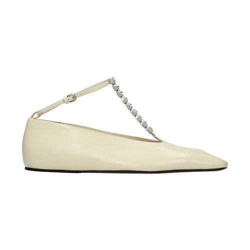Jil Sander Beige Leather Ballet Flats