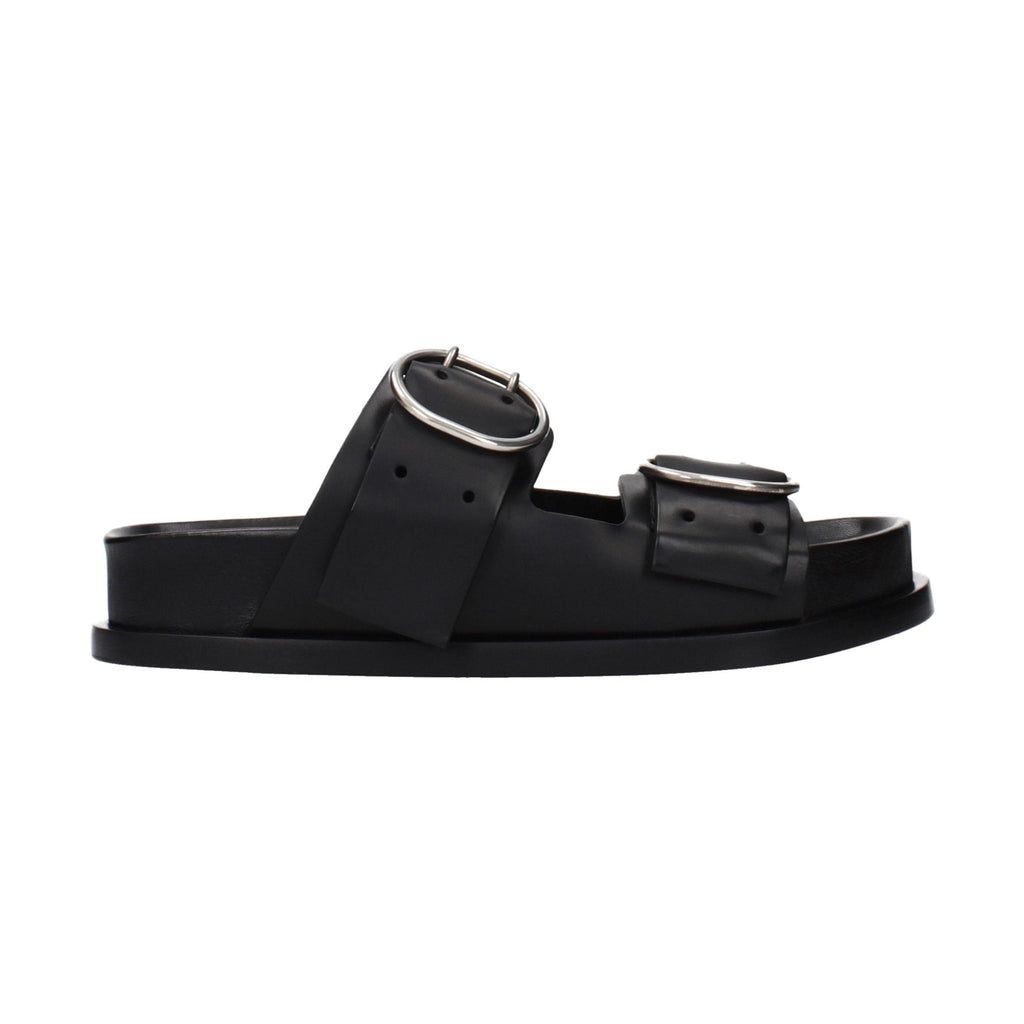 Jil Sander Black Leather Slippers