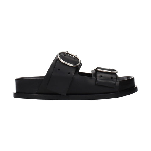 Jil Sander Black Leather Slippers