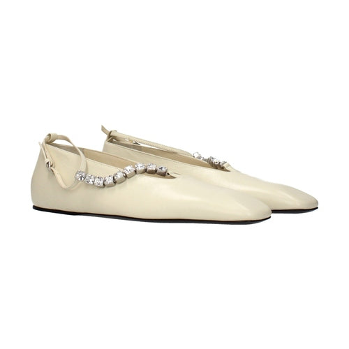 Jil Sander Beige Leather Ballet Flats