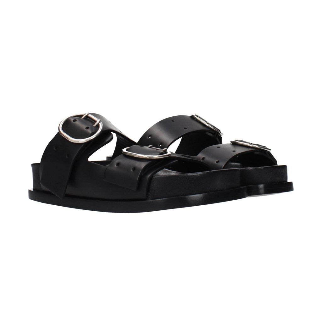 Jil Sander Black Leather Slippers