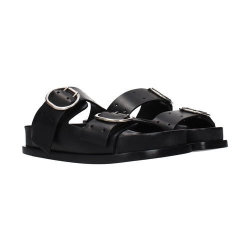 Jil Sander Black Leather Slippers