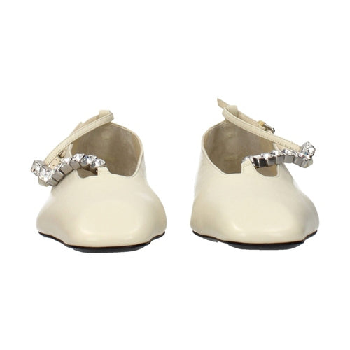 Jil Sander Beige Leather Ballet Flats
