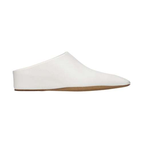 Jil Sander White Leather Slippers