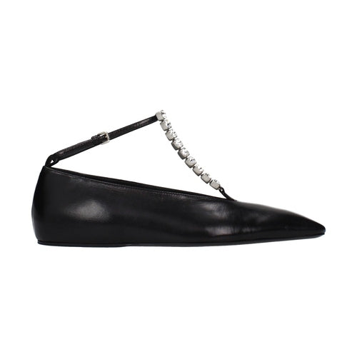 Jil Sander Black Leather Ballet Flats