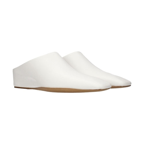 Jil Sander White Leather Slippers
