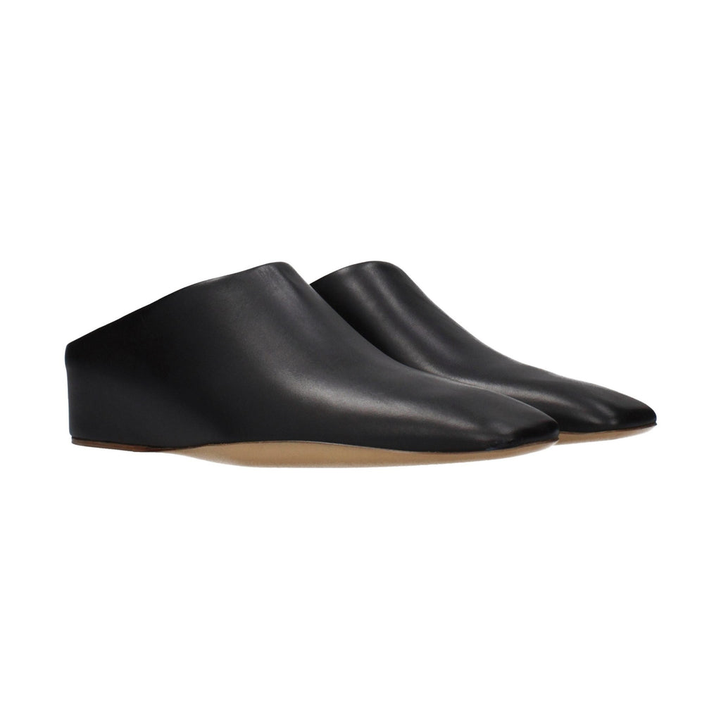Jil Sander Black Leather Slippers